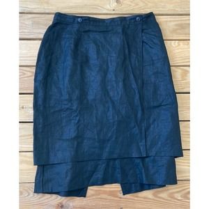 Vintage RIBELLE Flax Linen Knee Length Wrap Skirt